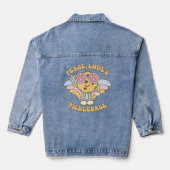 Groovy Retro Peace, Liebe & Pickleball Denim Jacke (Rückseite)