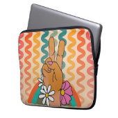 Groovy Retro Peace Sign Blume Rainbow iPad & Laptopschutzhülle (Vorderseite Links)
