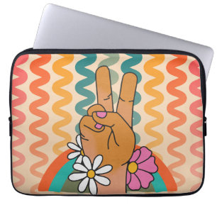 Groovy Retro Peace Sign Blume Rainbow iPad & Laptopschutzhülle