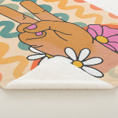 Groovy Retro Peace Sign Blume Rainbow Sherpadecke (3/4)