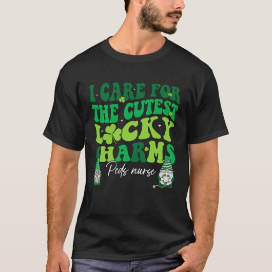 Groovy Retro Peds Nurse St Patrick s Day Pediatric T-Shirt (Vorderseite)