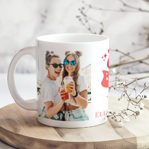 Groovy Retro Pink Bestie Era 2 Fotos & Namen Kaffeetasse