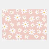 Groovy Retro Pink Brown Daisy Floral Geschenkpapier Set (Vorderseite 2)