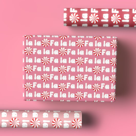Groovy Retro Pink Fa La Christmas Geschenkpapier Set