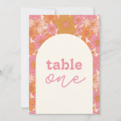 Groovy Retro Pink Floral Arch | TISCHNUMMER (Vorderseite)