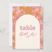 Groovy Retro Pink Floral Arch | TISCHNUMMER (Rückseite)
