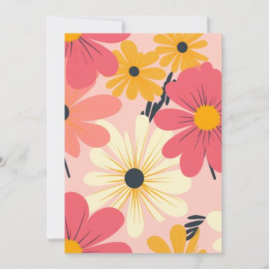 Groovy Retro Pink & Gold Wedding Einladung (Rückseite)