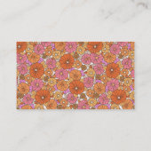 Groovy Retro Pink Orange Bohemische florale Blume Visitenkarte (Rückseite)