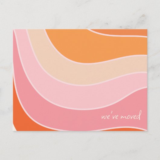 Groovy Retro Pink Orange Moved New Zuhause Address Postkarte (Vorderseite)