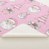 Groovy Retro Pink Santa Claus Wink Sherpa Blanket Sherpadecke (3/4)