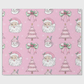 Groovy Retro Pink Santa Claus Wink Wrapping Paper Geschenkpapier (Flach)