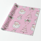 Groovy Retro Pink Santa Claus Wink Wrapping Paper Geschenkpapier (Ungerollt)