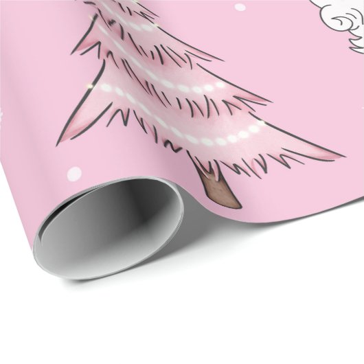 Groovy Retro Pink Santa Claus Wink Wrapping Paper Geschenkpapier (Rolleneckpunkt)