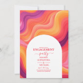 Groovy Retro Pink und Orange Arch Verlobung Einladung (Vorderseite)