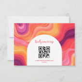 Groovy Retro Pink und Orange Arch Wedding RSVP Karte (Vorderseite)