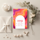 Groovy Retro Pink und Orange Arch Wedding RSVP Karte