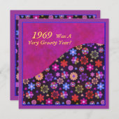 Groovy Retro PopArt Blume Power 60er 70er Birthday Einladung (Vorne/Hinten)