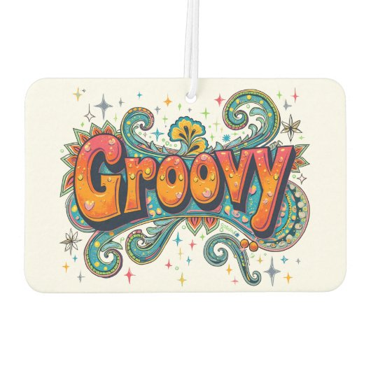 Groovy Retro Psychedelic 70er Funky Hippie Art Autolufterfrischer (Rückseite)