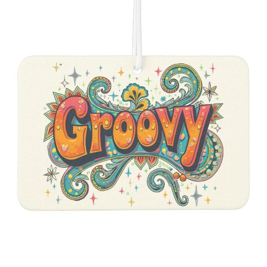 Groovy Retro Psychedelic 70er Funky Hippie Art Autolufterfrischer (Vorderseite)
