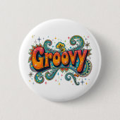 Groovy Retro Psychedelic 70er Funky Hippie Art Button (Vorderseite)