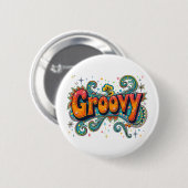 Groovy Retro Psychedelic 70er Funky Hippie Art Button (Vorne & Hinten)