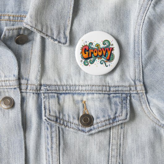Groovy Retro Psychedelic 70er Funky Hippie Art Button (Beispiel)