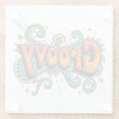 Groovy Retro Psychedelic 70er Funky Hippie Art Glasuntersetzer (Rückseite)