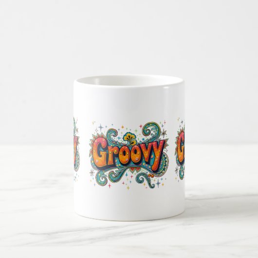 Groovy Retro Psychedelic 70er Funky Hippie Art Kaffeetasse (Mittel)