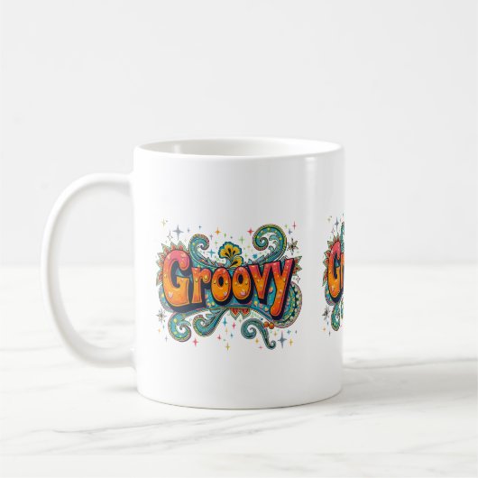 Groovy Retro Psychedelic 70er Funky Hippie Art Kaffeetasse (Links)