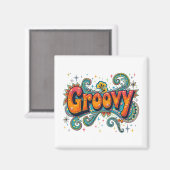 Groovy Retro Psychedelic 70er Funky Hippie Art Magnet (Vorderseite/Rückseite)