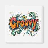 Groovy Retro Psychedelic 70er Funky Hippie Art Magnet (Vorne)