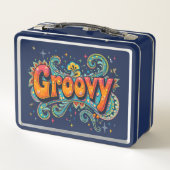 Groovy Retro Psychedelic 70er Funky Hippie Art Metall Brotdose (Rückseite)