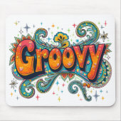 Groovy Retro Psychedelic 70er Funky Hippie Art Mousepad (Vorne)