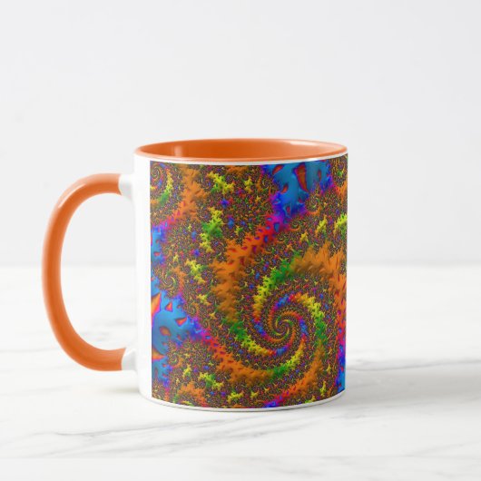 Groovy Retro Psychedelic Spiral Fraktal Art Tasse (Links)
