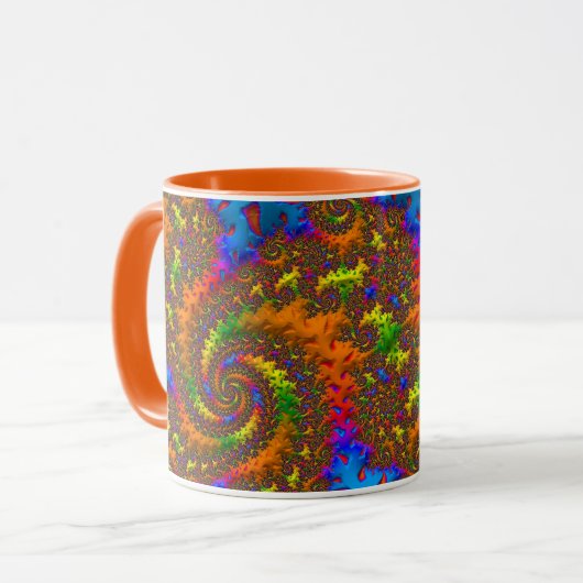Groovy Retro Psychedelic Spiral Fraktal Art Tasse (Vorderseite Links)