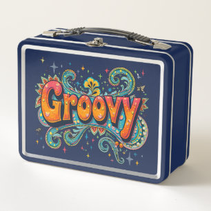 Groovy Retro Psychedelische 70er Funky Hippie Kuns Metall Brotdose