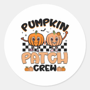 Groovy Retro Pumpkin Patch Crew Squad Erntedank Runder Aufkleber