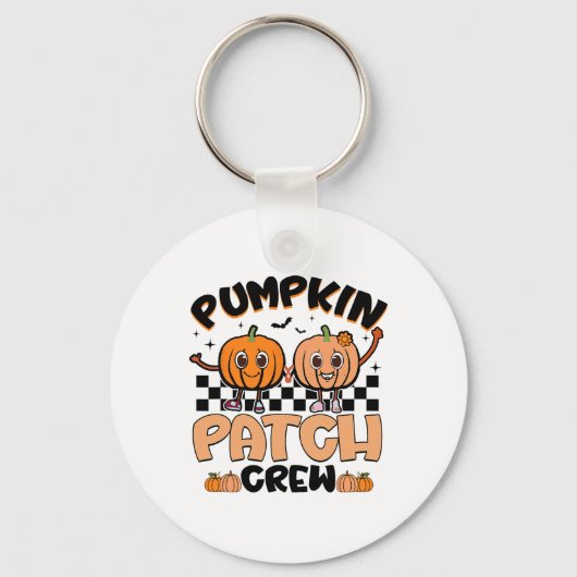 Groovy Retro Pumpkin Patch Crew Squad Erntedank Schlüsselanhänger (Vorderseite)