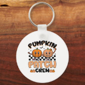 Groovy Retro Pumpkin Patch Crew Squad Erntedank Schlüsselanhänger (Vorderseite)