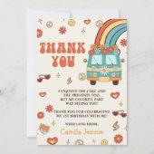 Groovy Retro Rainbow 1. Geburtstag Dankeskarte (Vorderseite)