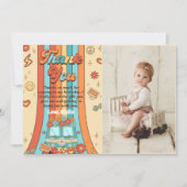 Groovy Retro Rainbow 1. Geburtstagsfoto Dankeskarte (Vorderseite)