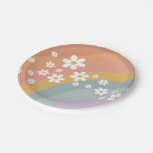 Groovy Retro Rainbow and Daisy Paper Plate Pappteller (Schrägansicht)