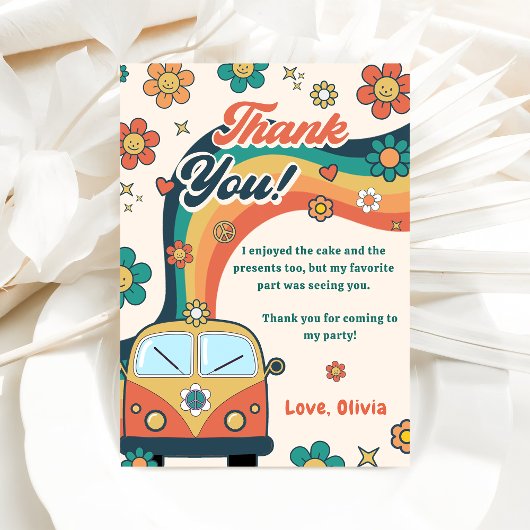 Groovy Retro Rainbow Birthday Dankeschön Karte