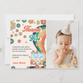 Groovy Retro Rainbow Birthday Dankeschön Karte (Vorderseite)