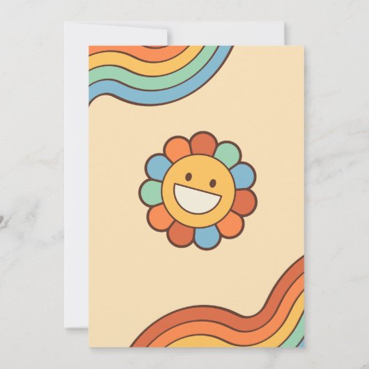 Groovy Retro Rainbow Birthday Dankeskarte (Rückseite)