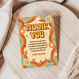 Groovy Retro Rainbow Birthday Dankeskarte