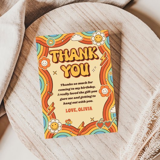 Groovy Retro Rainbow Birthday Dankeskarte