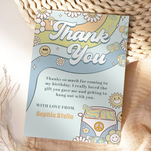 Groovy Retro Rainbow Birthday Dankeskarte