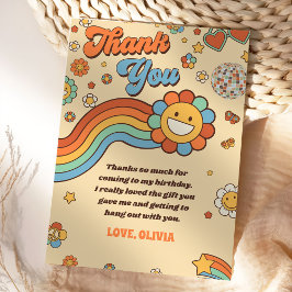 Groovy Retro Rainbow Birthday Dankeskarte