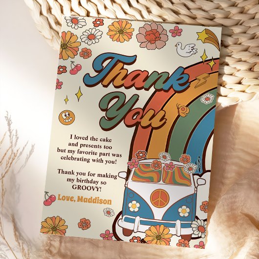 Groovy Retro Rainbow Birthday Dankeskarte